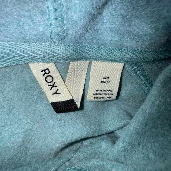 Junior's Roxy Cropped Sweater With Hoodie Blue Beach Surfer. Sz Jr L - Picture 6 of 12